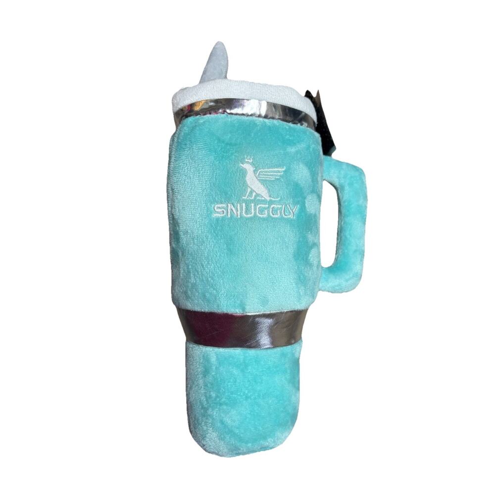 Haute Diggity Dog Snuggly Cup Teal Plush Squeaky Stuffed Toy Large Dog